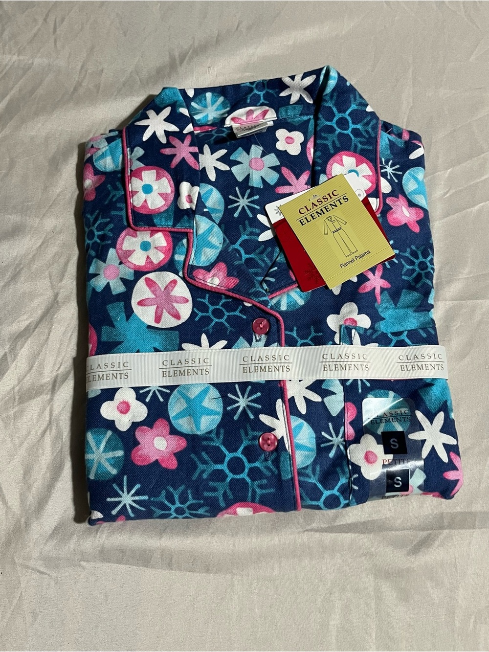 Classic Elements Navy Floral Pajama Set Women’s Size Small Petite New with Tags - Picture 1 of 5